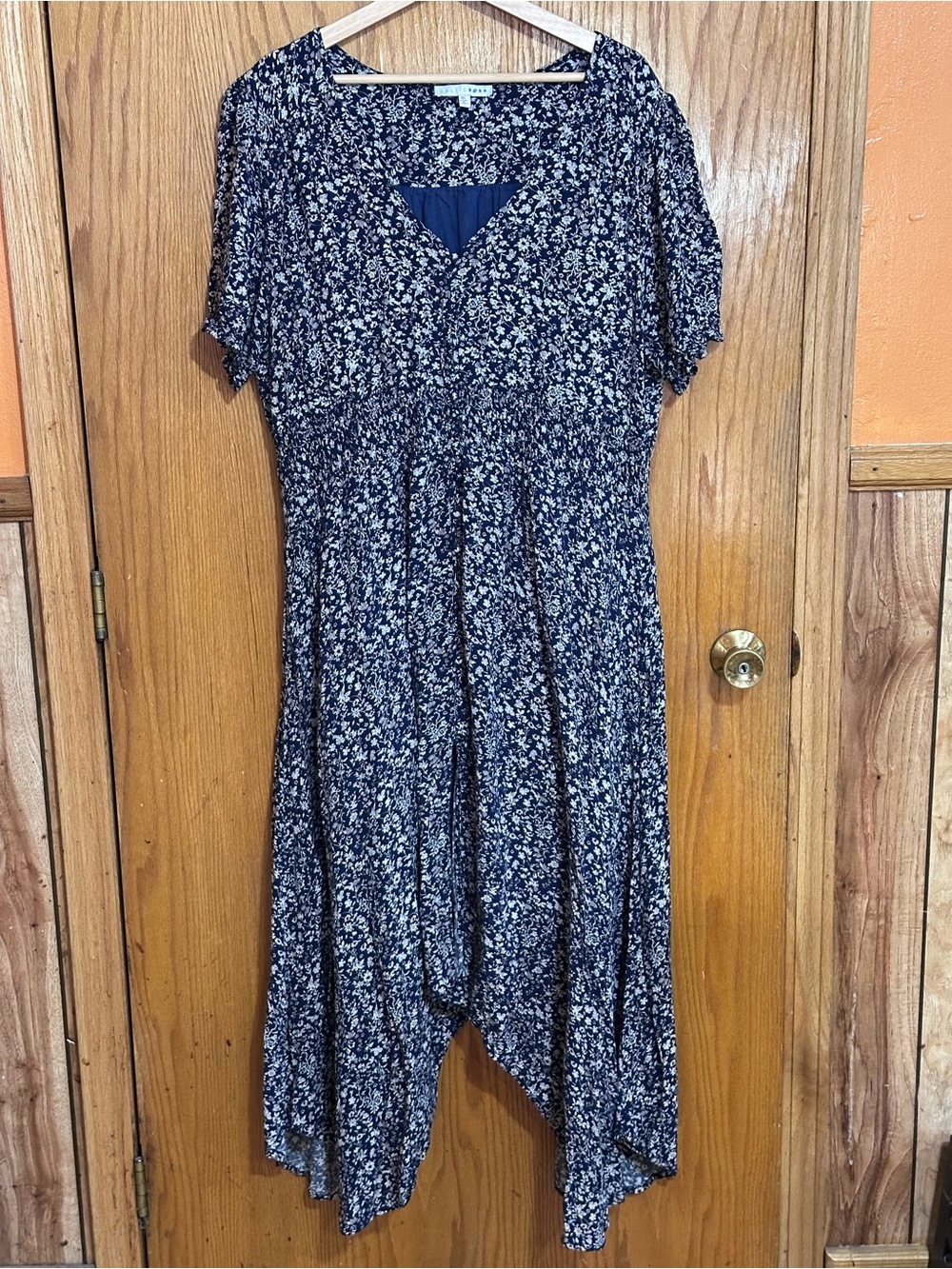 Baltic Born Navy Floral Asymmetrical Dress sz 1XL